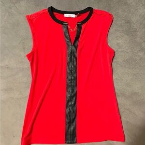 Calvin Klein Red and Black Sleeveless Top